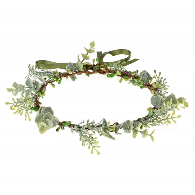Vividsun Bridal Green Leaf flower Crown Eucalyptus Floral Headband Wedding Festivals Photo Props (Green leaf) - Image 1